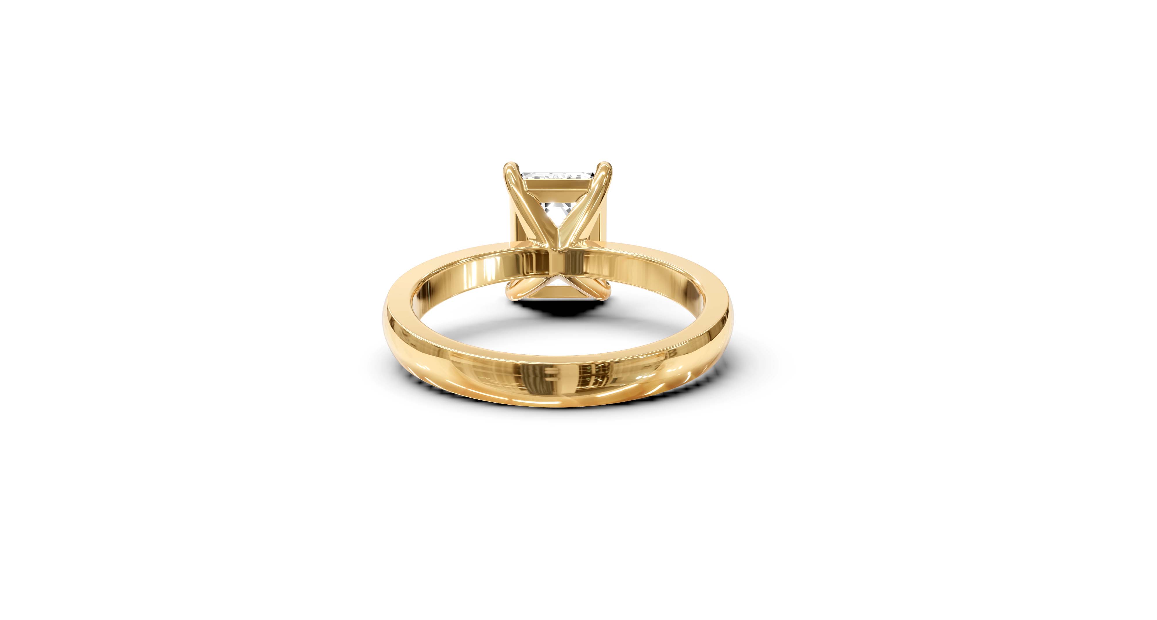 "The Sofia" Classic Version, Emerald Cut Solitaire Ring in Yellow Gold