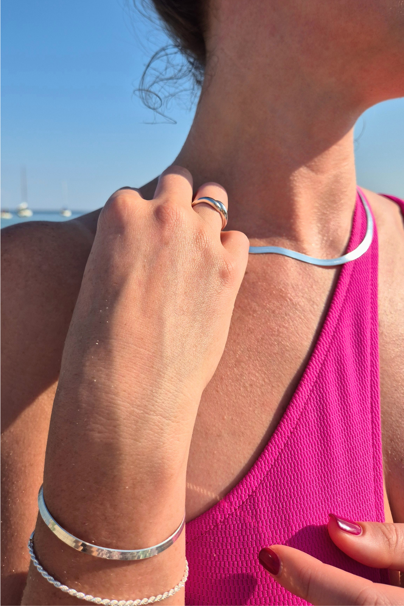Flat Snake Silver Necklace