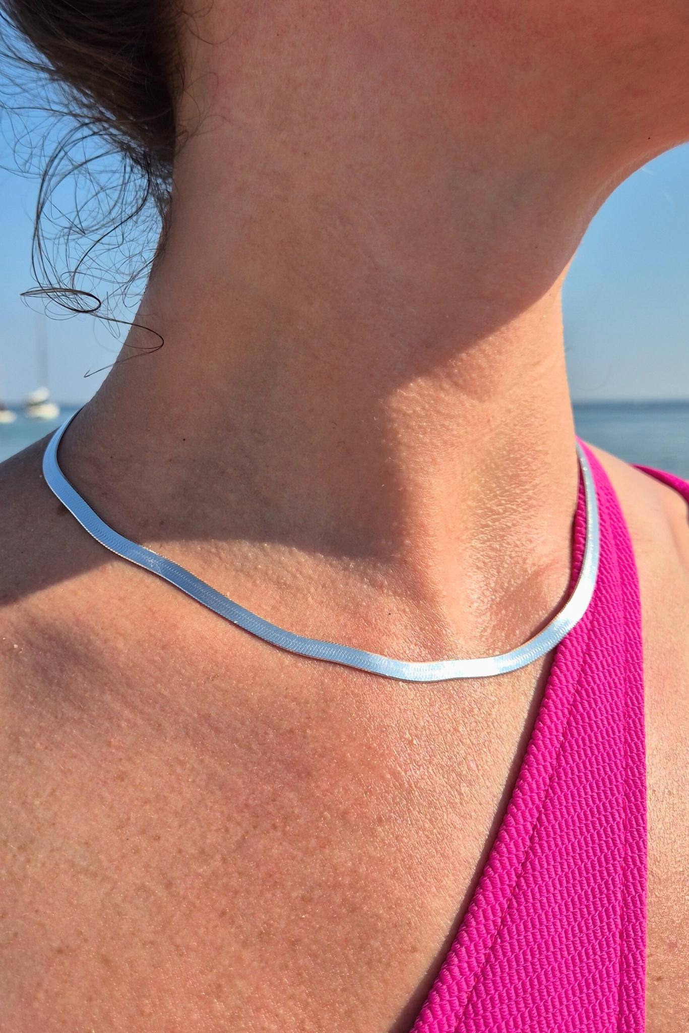 Flat Snake Silver Necklace