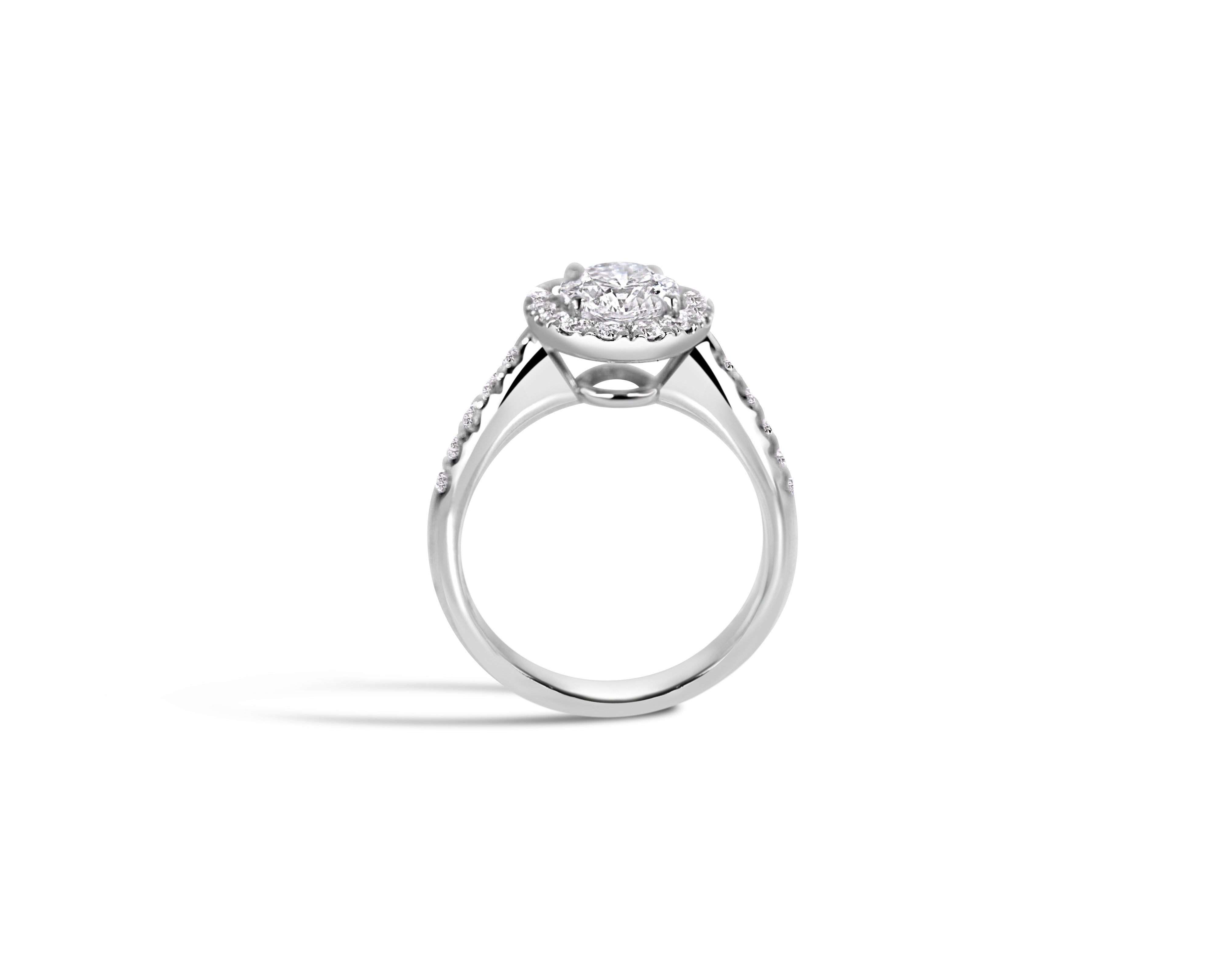 "Halo Hailey" Oval Halo Ring with Pavé Band