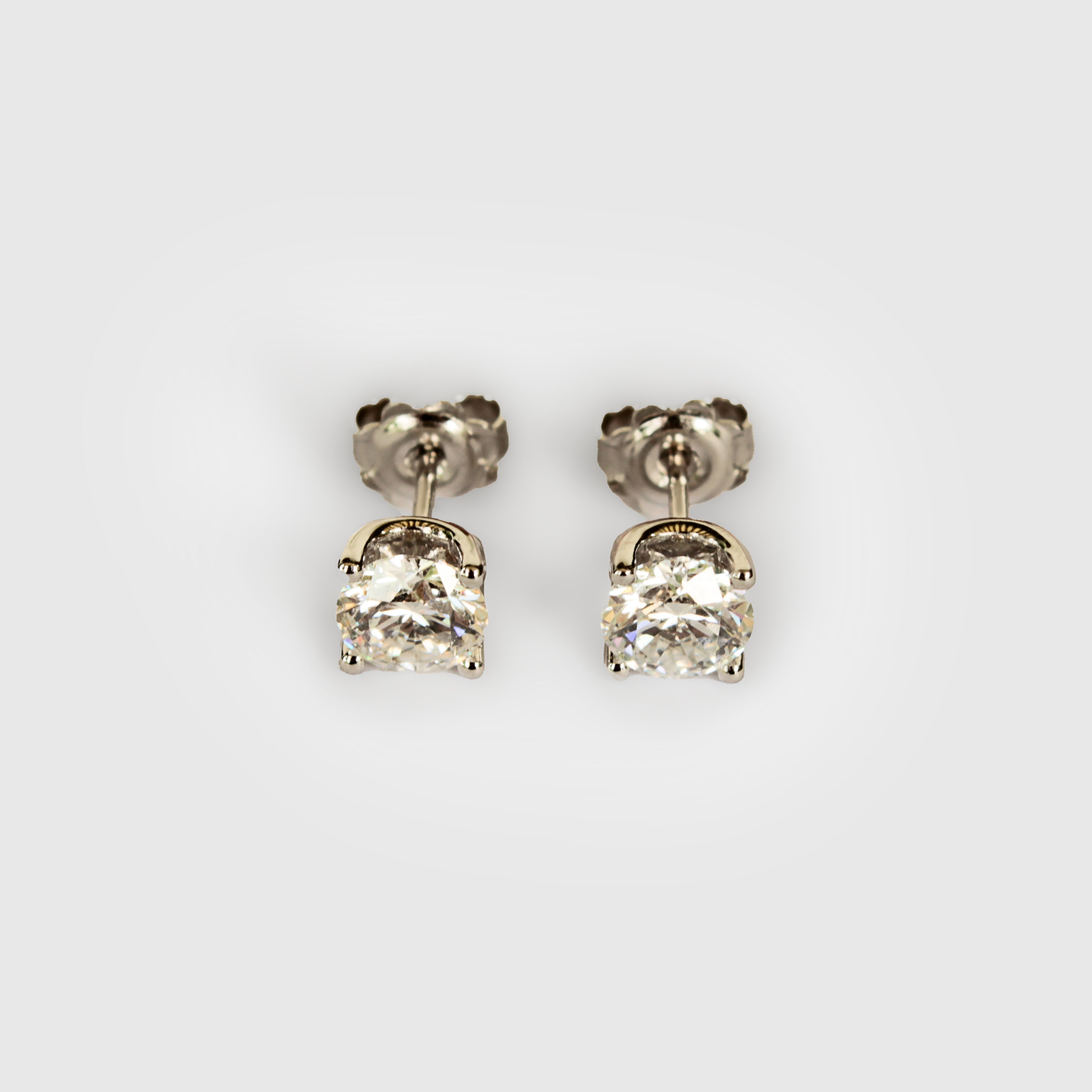 Stud Diamond Earrings, 4-prong U setting