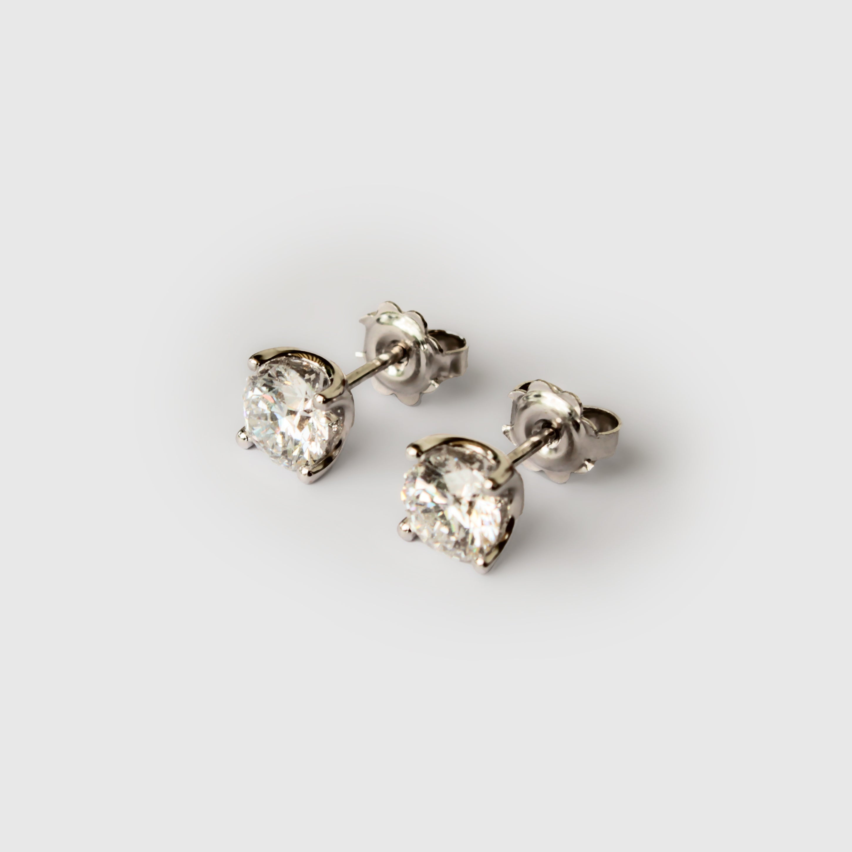 Stud Diamond Earrings, 4-prong U setting