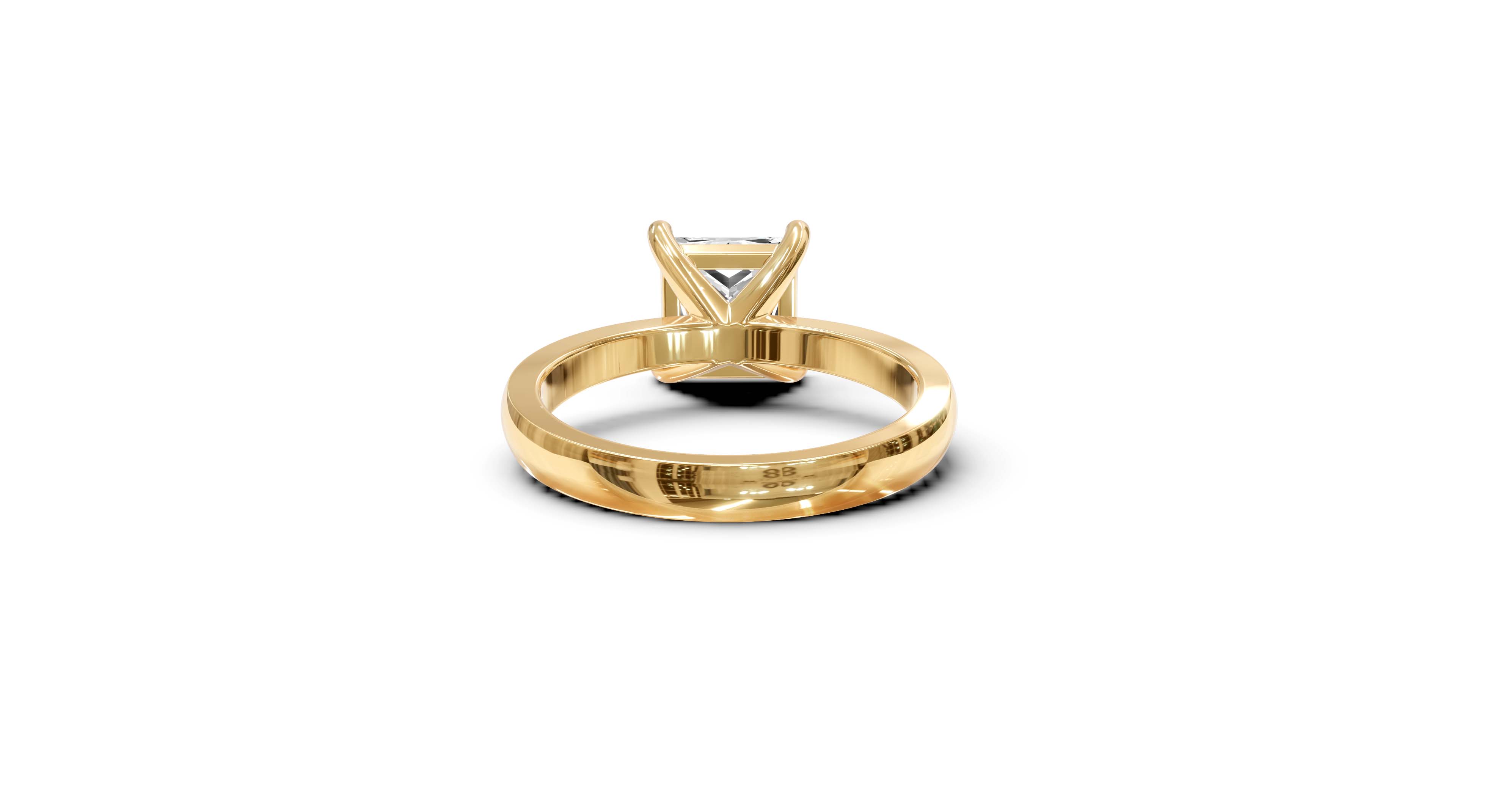 "Principessa" Princess Solitaire Ring in Yellow Gold