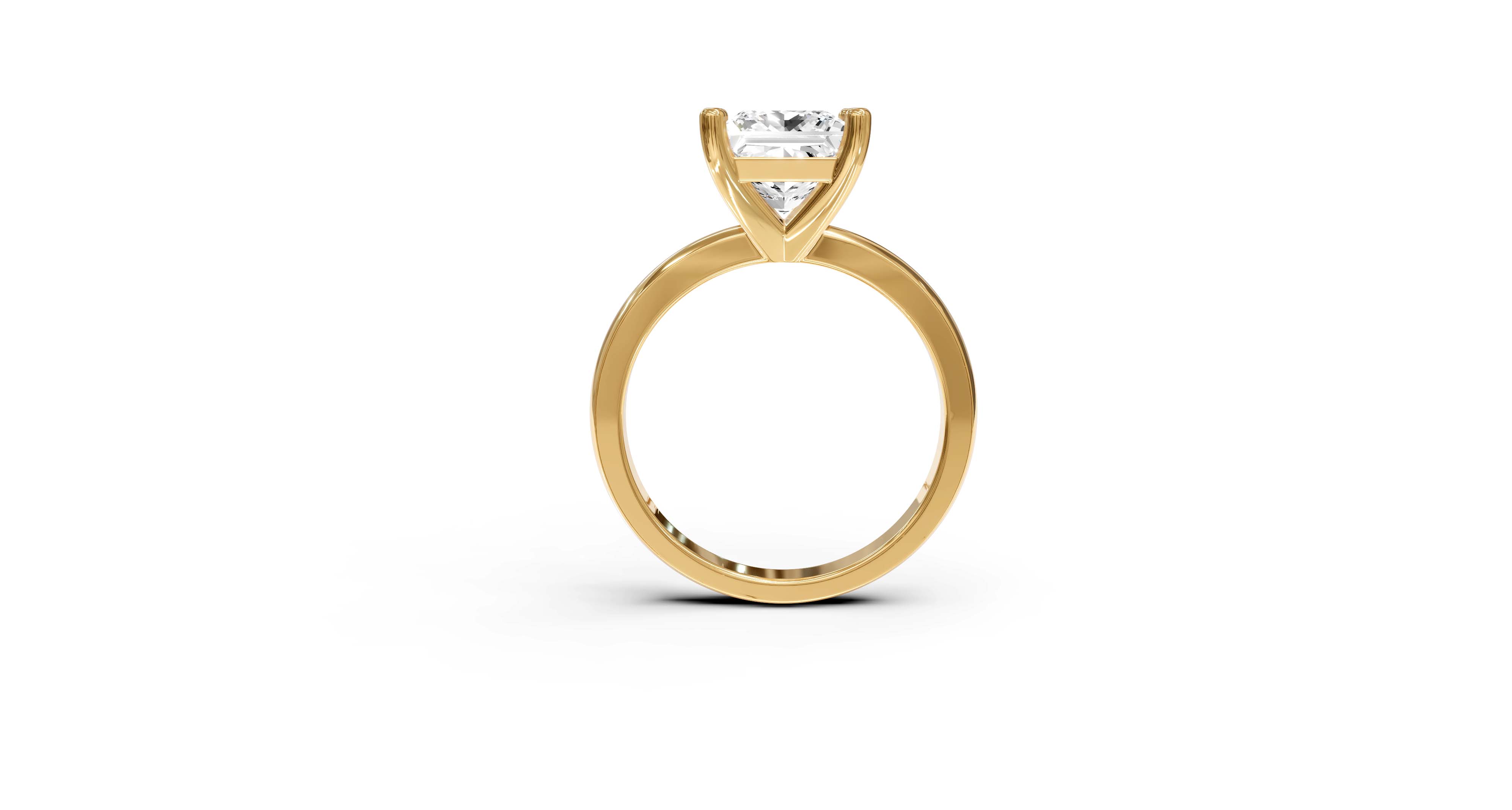 "Principessa" Princess Solitaire Ring in Yellow Gold