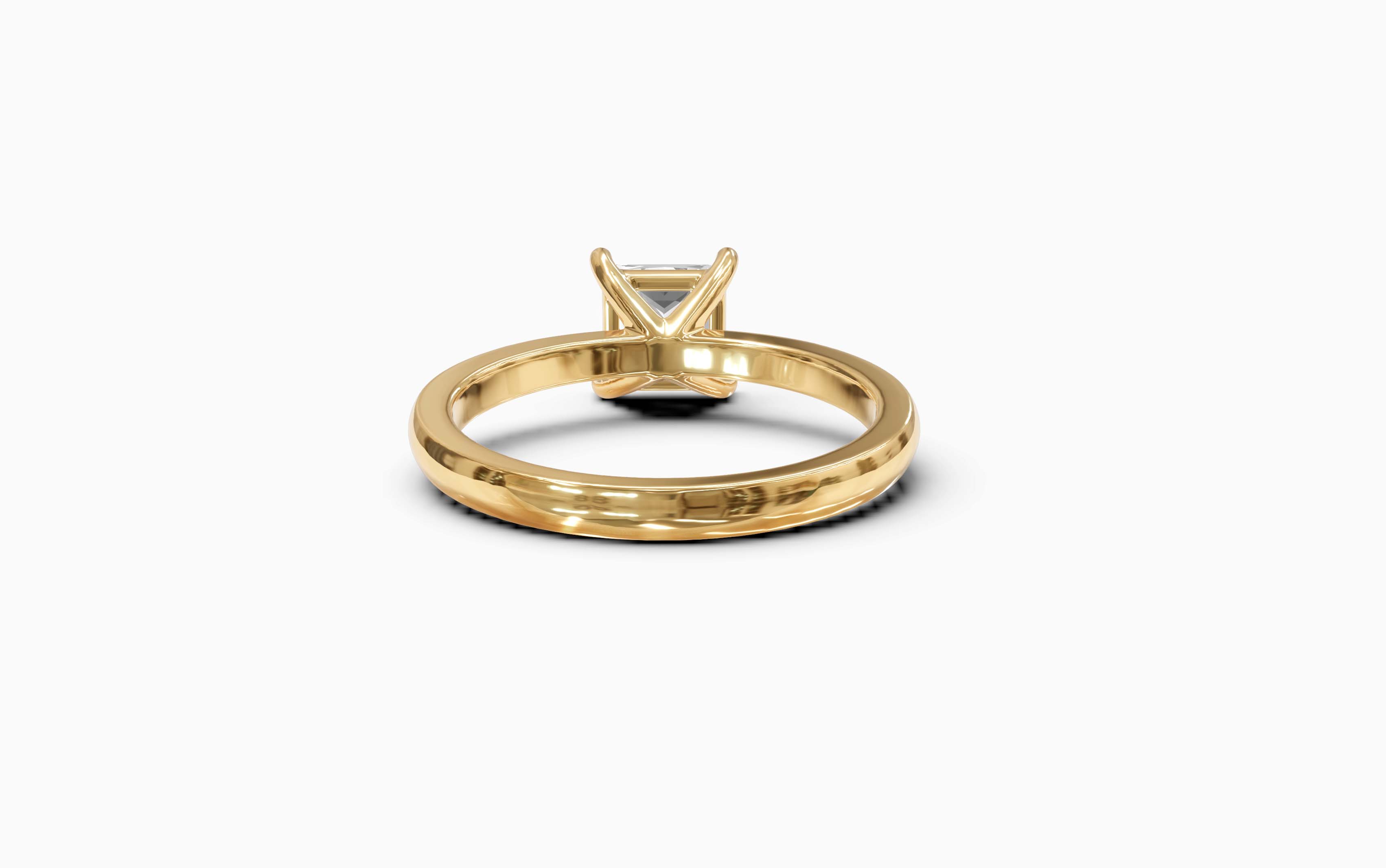 "Principessa" Princess Solitaire Ring in Yellow Gold