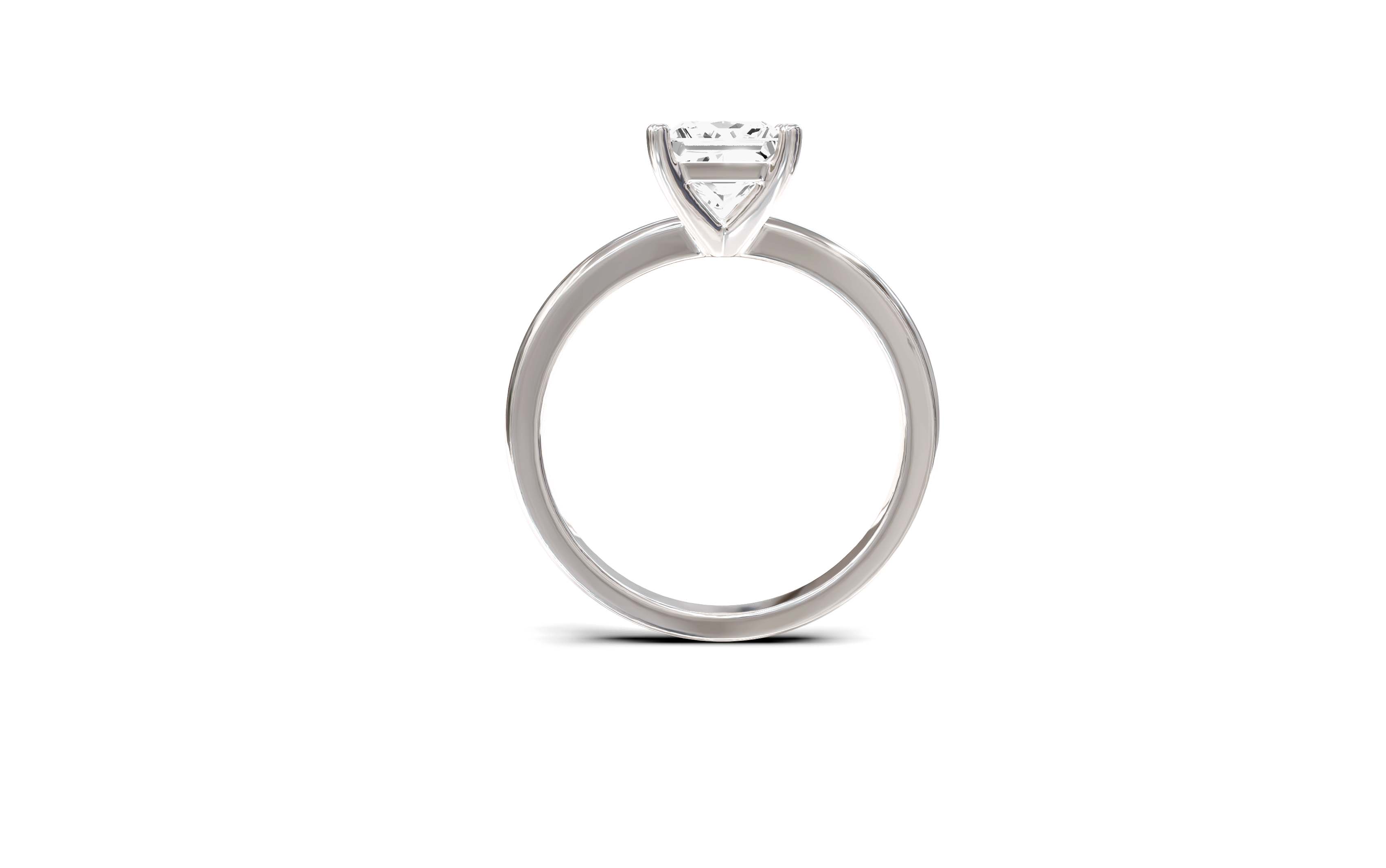 "Principessa" Princess Solitaire Ring in White Gold