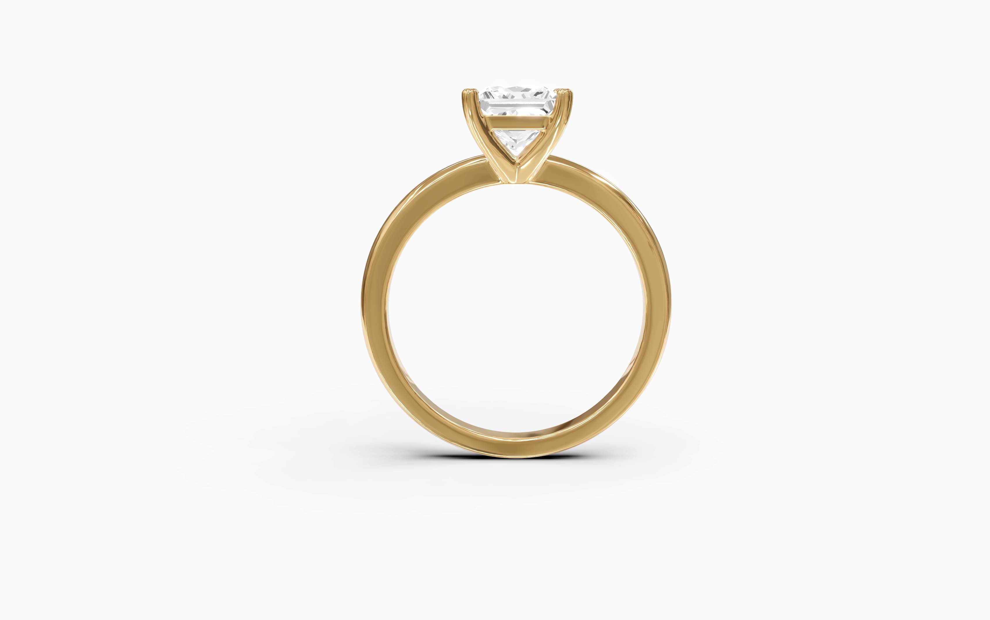 "Principessa" Princess Solitaire Ring in Yellow Gold