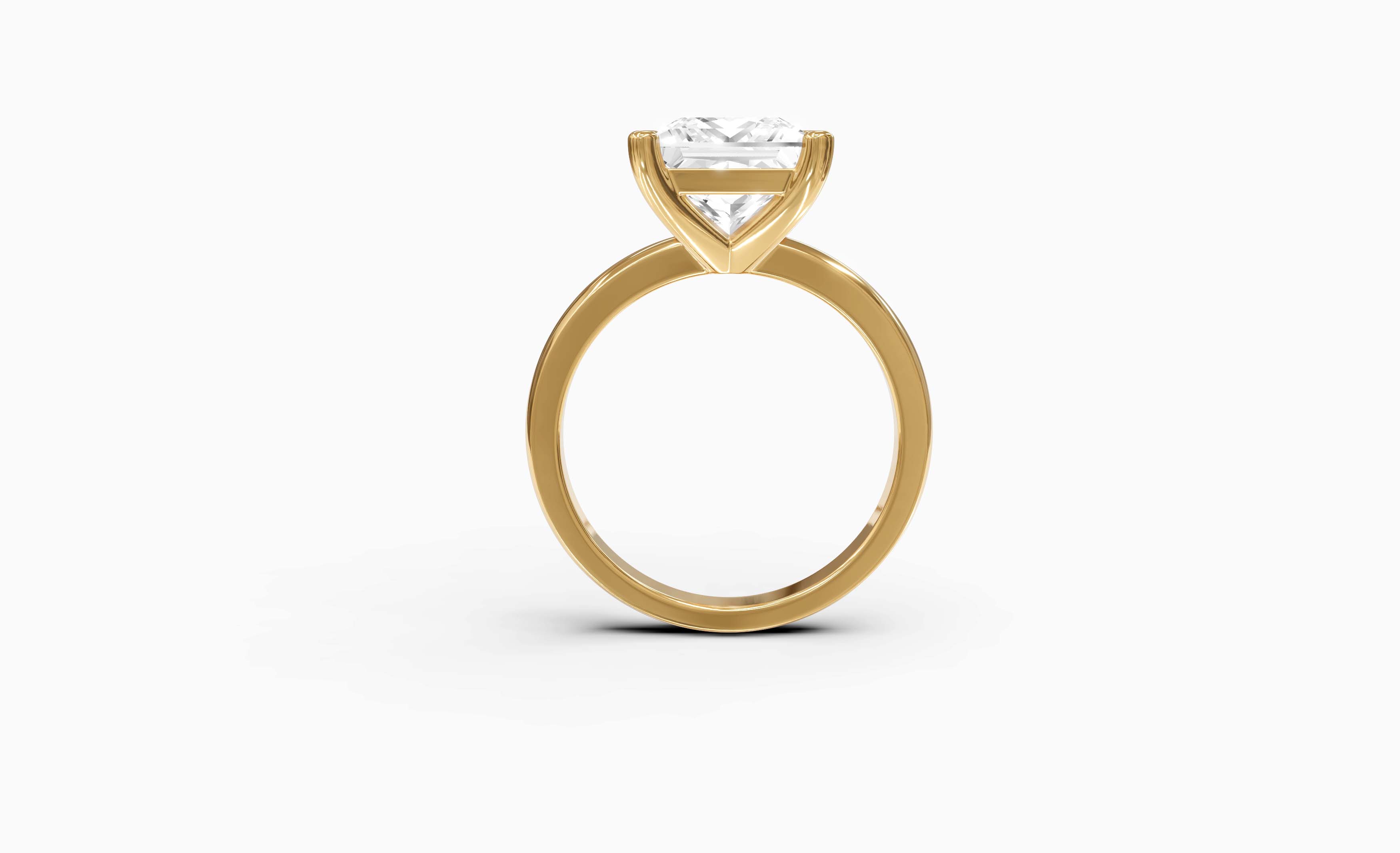 "Principessa" Princess Solitaire Ring in Yellow Gold