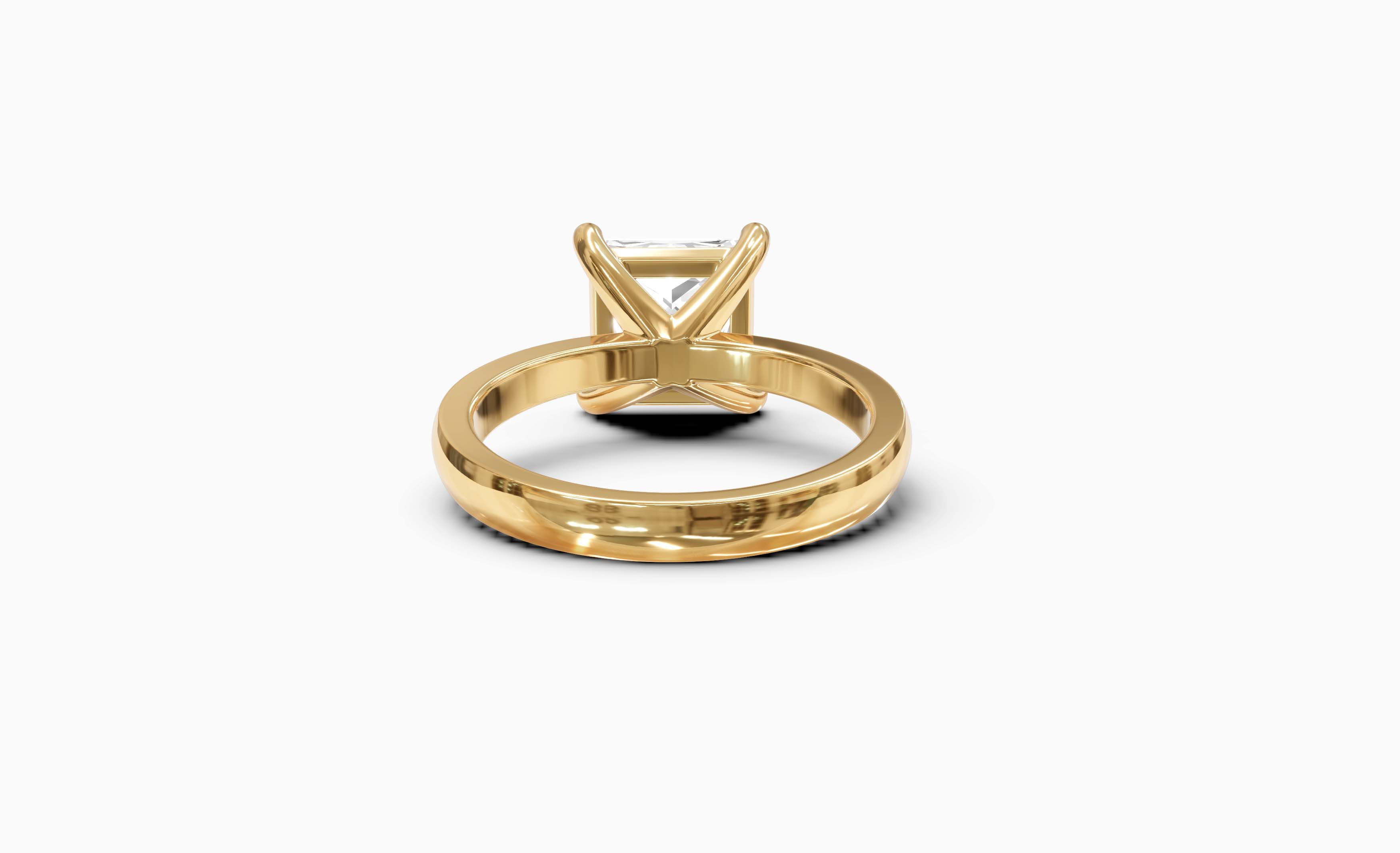 "Principessa" Princess Solitaire Ring in Yellow Gold