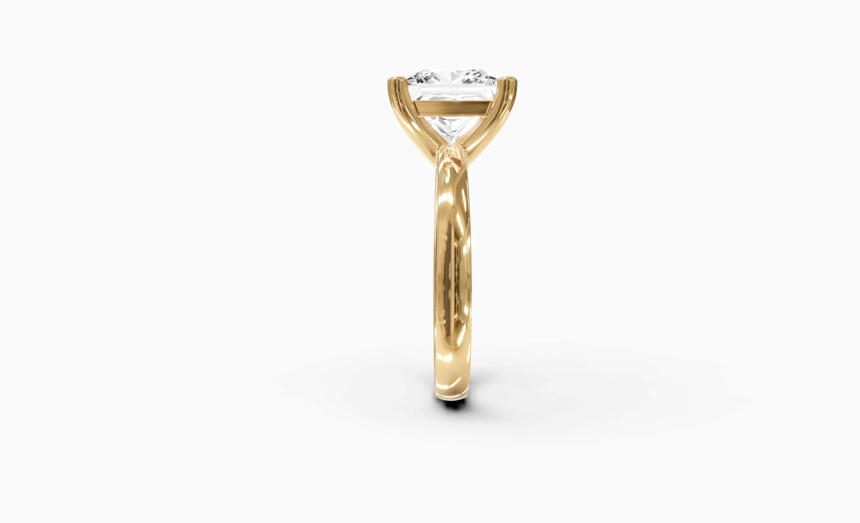 "Principessa" Princess Solitaire Ring in Yellow Gold