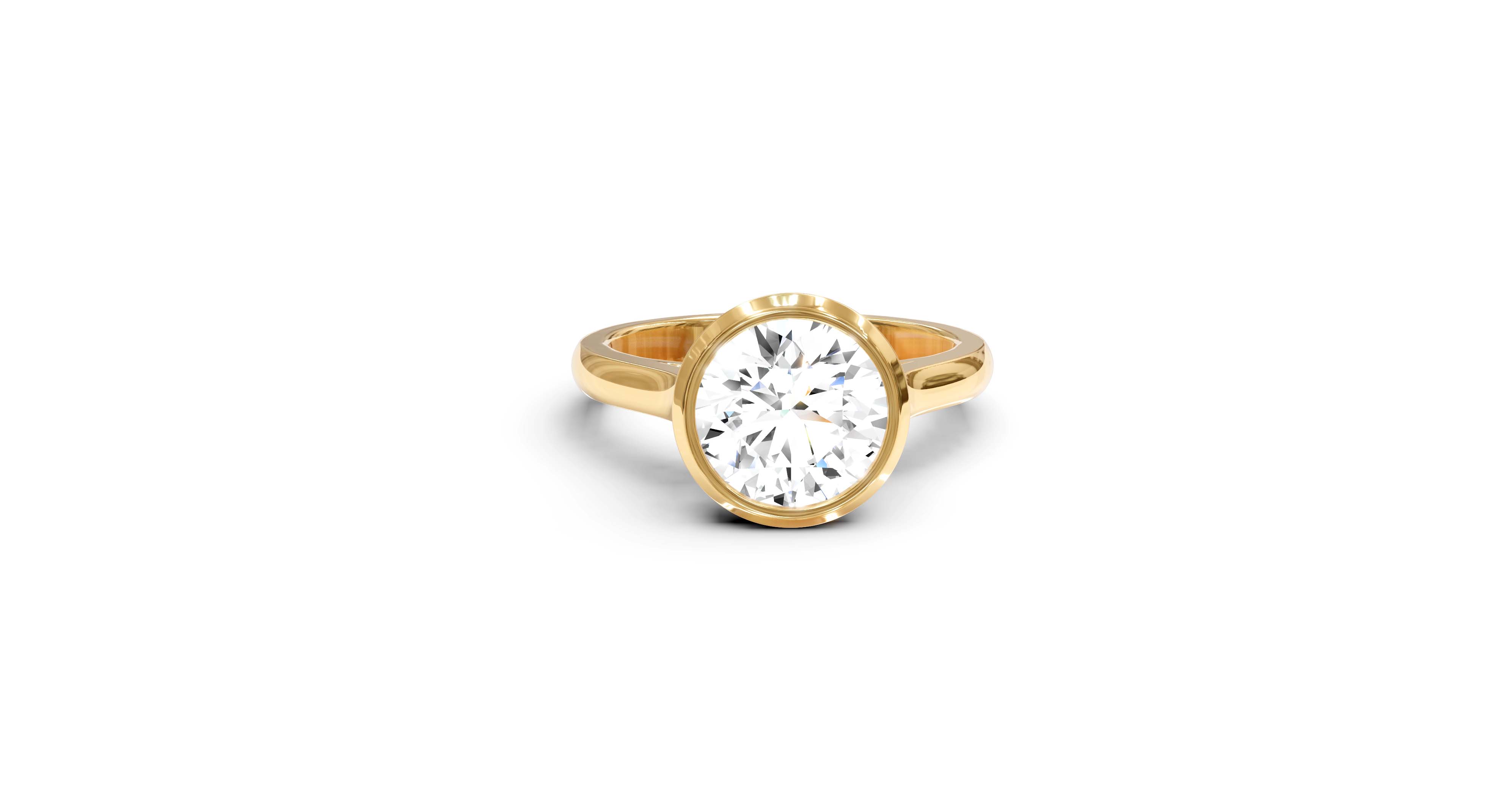 "Modern Perfection" Round Bezel Solitaire Ring in Yellow Gold