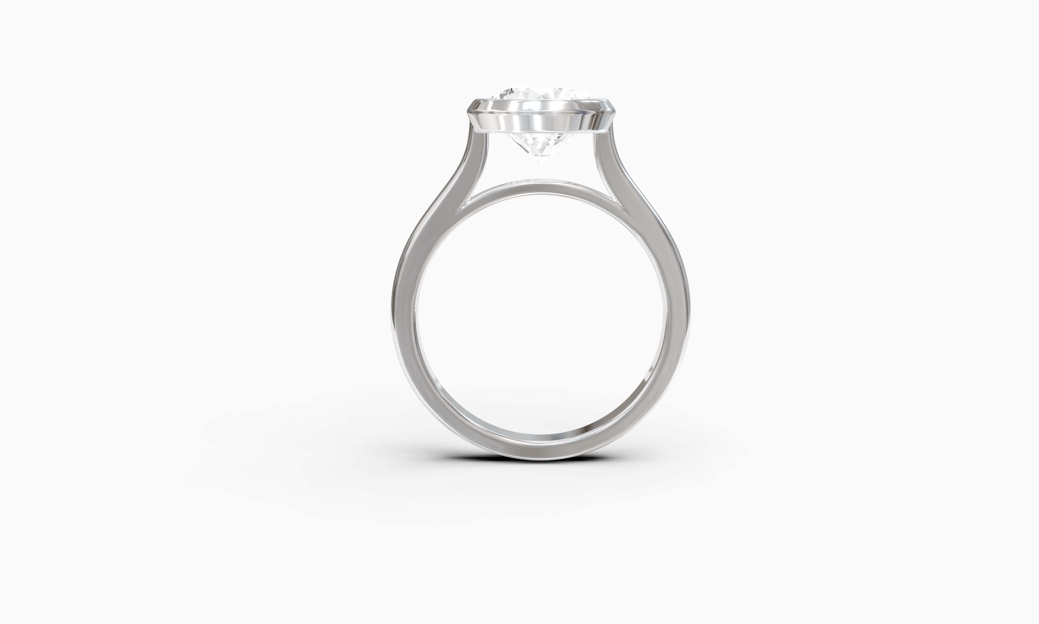 "Modern Perfection" Round Bezel Solitaire Ring in White Gold