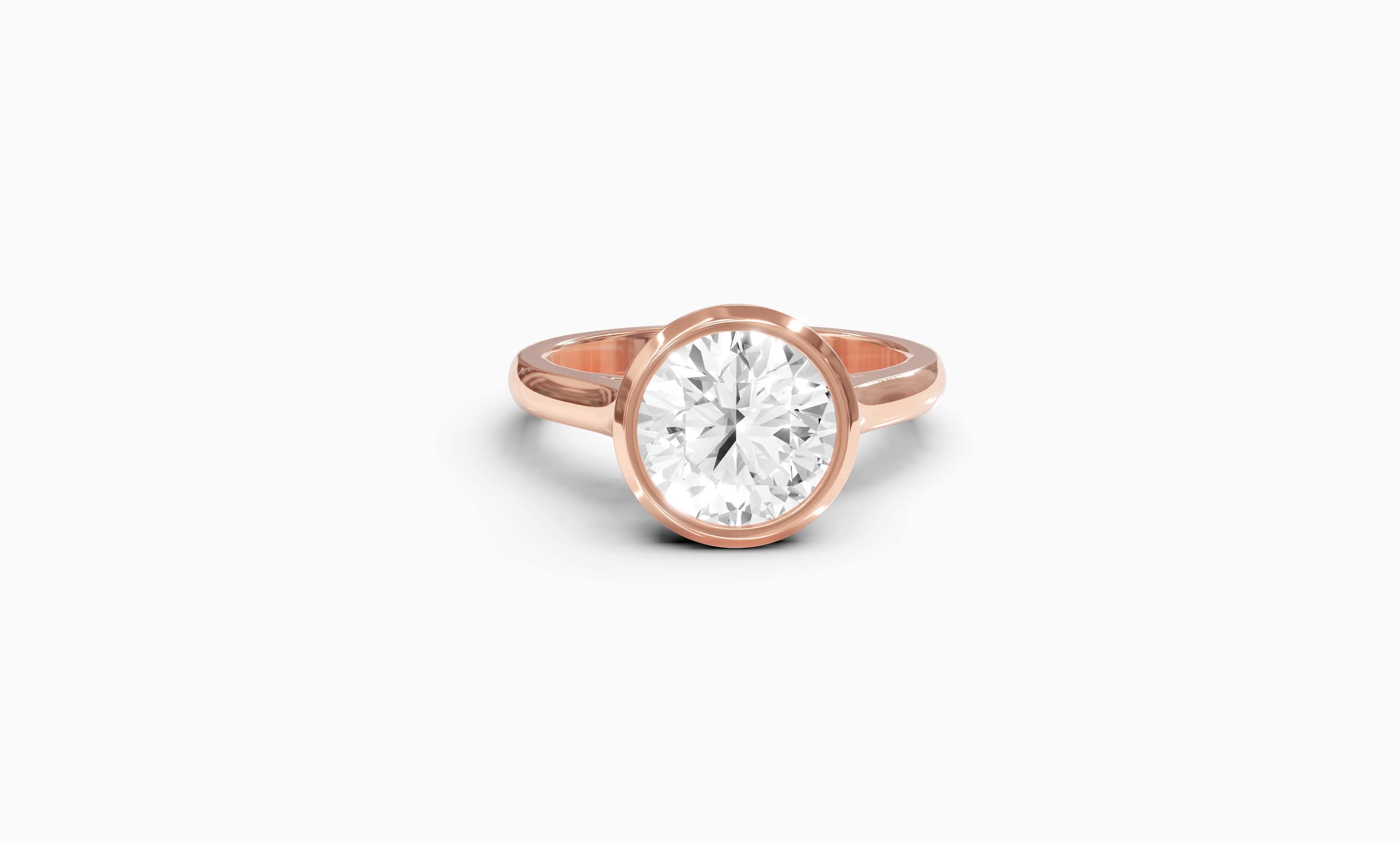 "Modern Perfection" Round Bezel Solitaire Ring in Rose Gold