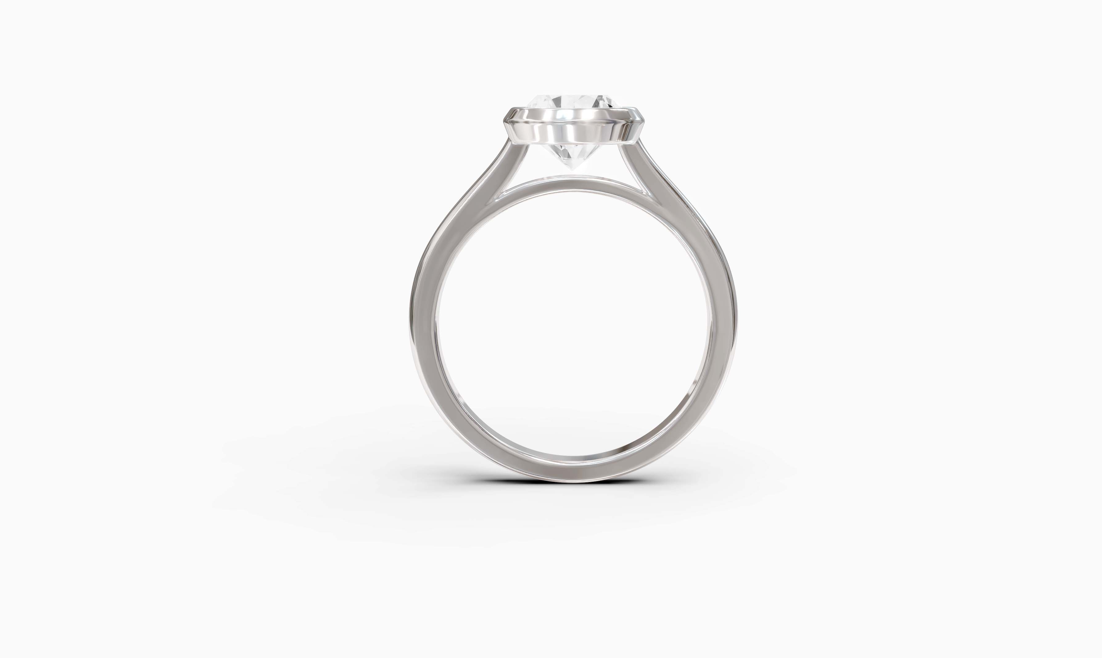 "Modern Perfection" Round Bezel Solitaire Ring in White Gold