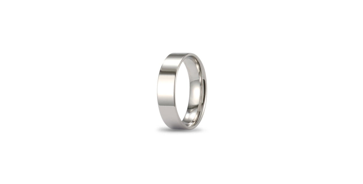 Wide Plain Cigar Band in White Gold, 5 mm