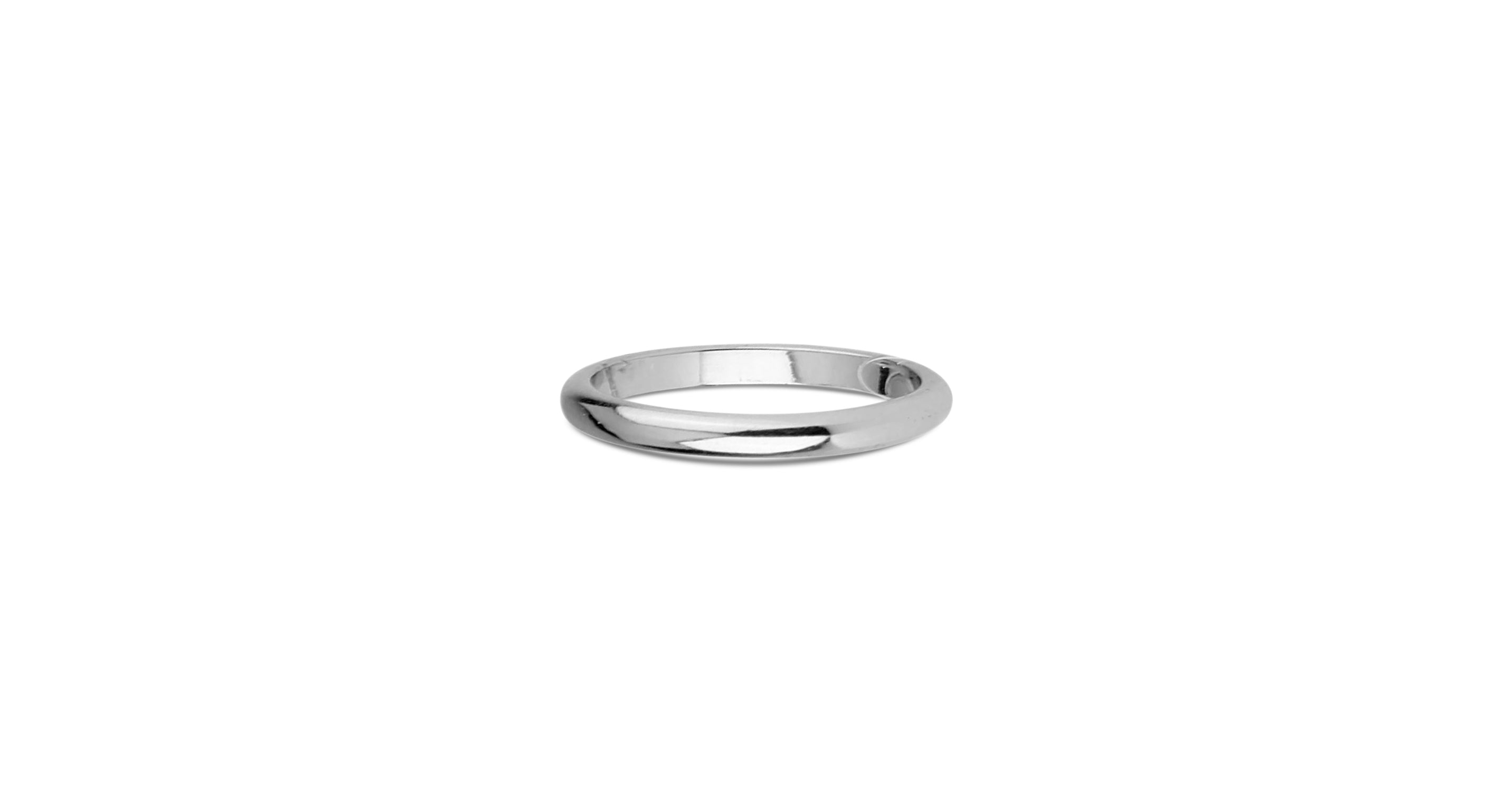 "Francesina" Thin Plain Classic Curved Wedding Band in White Gold, 2.2 mm