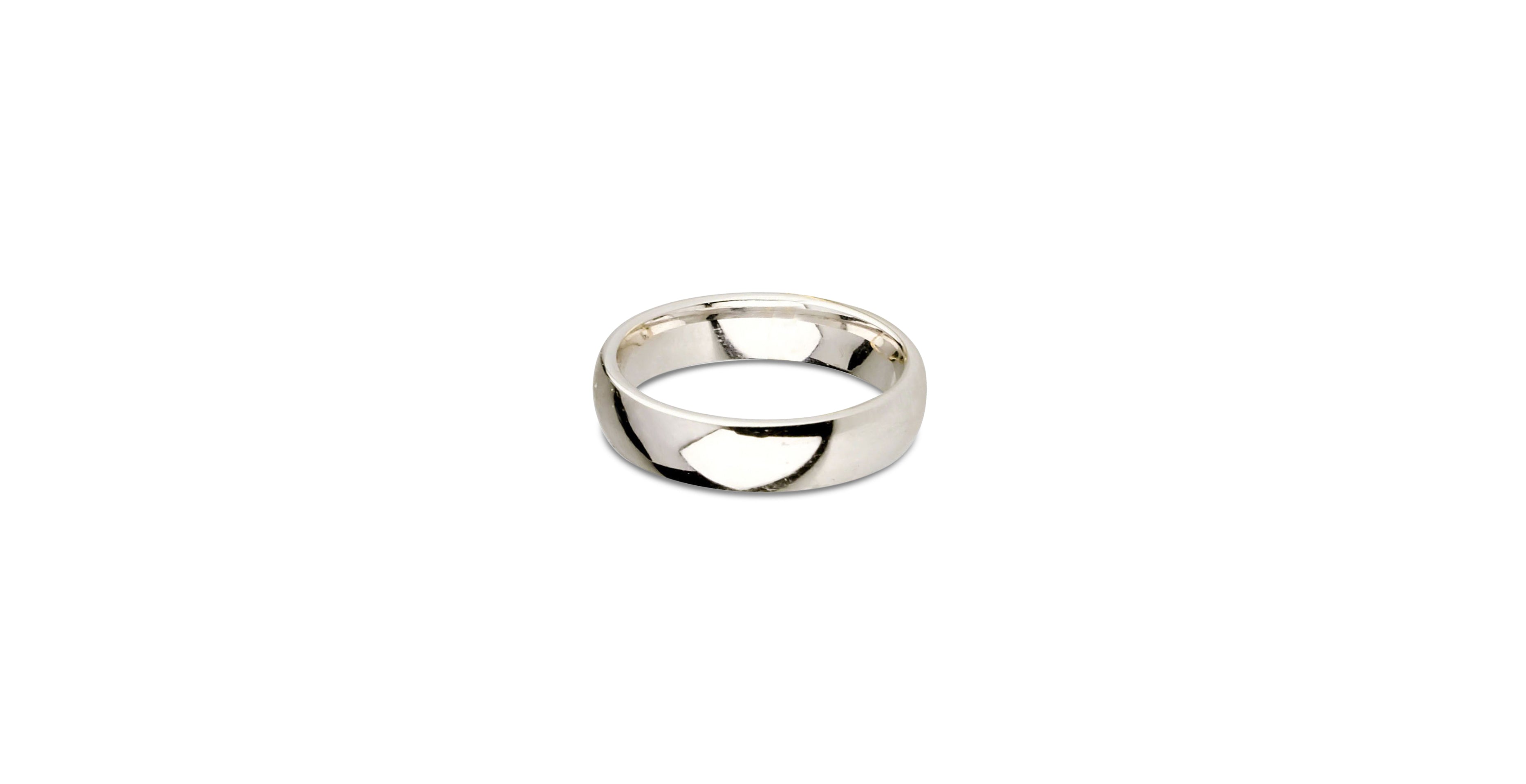 "Larga" Wide Plain Classic Curved Wedding Band in White Gold, 4.3 mm