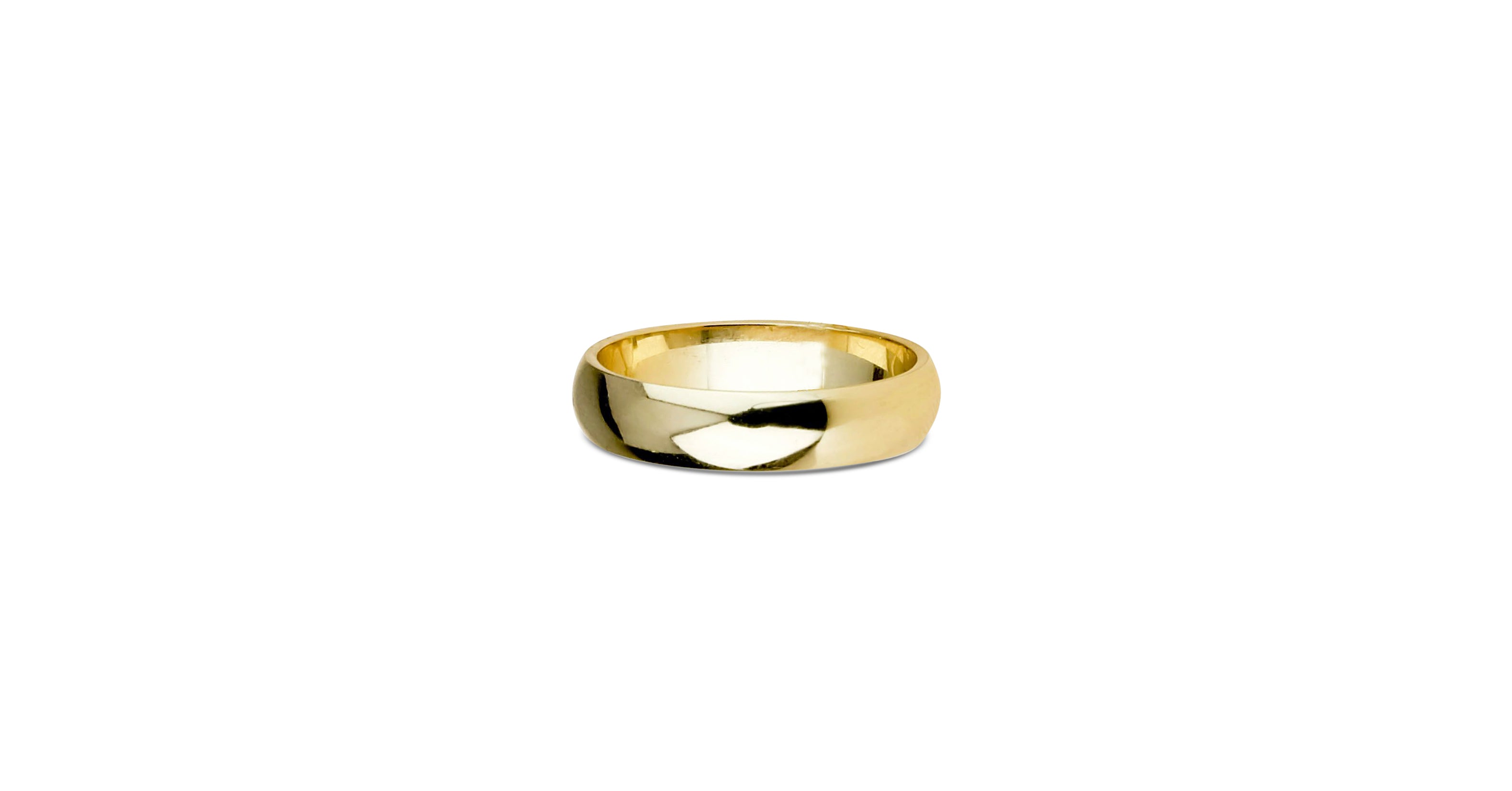 "Larga" Wide Plain Classic Curved Wedding Band in Yellow Gold, 4.3 mm