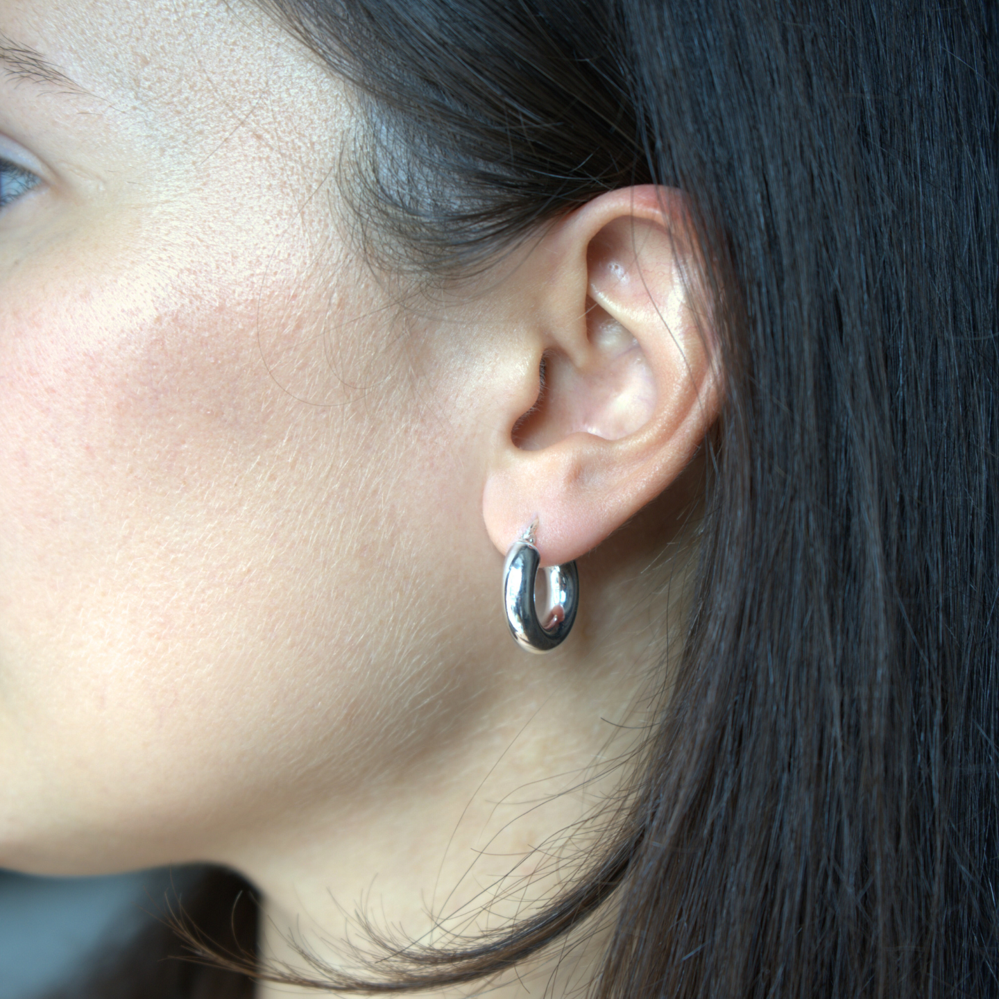 Medium Chunky Silver Hoops